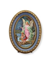 Oval Gold-Leaf Frame with a Guardian Angel Print