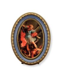 Oval Gold-Leaf Frame with a Saint Michael Print