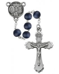 Pewter Blue Wood Rosary