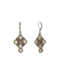 Pewter Cross With Light & Dark Amy Crystal Circle Stones Earrings
