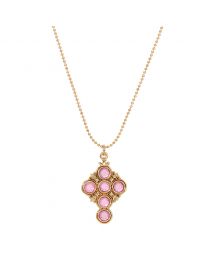 Pink Channel Cross Pendant Necklace
