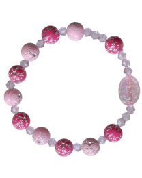 Pink Flower Acrylic Children’s Rosary Bracelet 