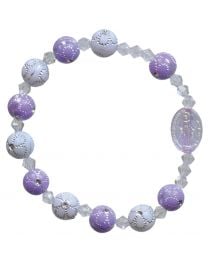 Purple Flower Acrylic Children's Rosary Bracelet 