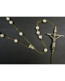 Rosary Lasso Gold with Pearl Beads