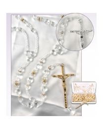 Rosary Lazo Silver All Glass and Rhinestone Beads
