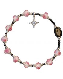 Pink Murano Glass Rosary Bracelet