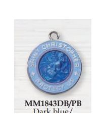 Saint Christopher Dark and Light Blue Medal