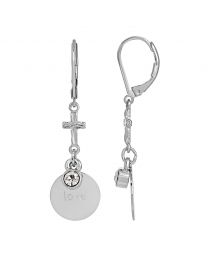 Sentiments Love Cross And Crystal Drop Earrings