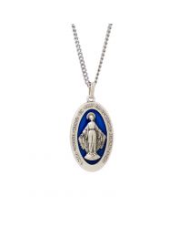 Silver Plated Blue Miraculous Medal