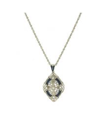 Crystal Blue Enamel Cross Pendant Necklace