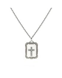 Frosted Stone Crystal Cross Necklace