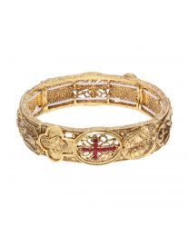 Spiritual Imagery & Light Siam Red Crystal Cross Stretch Bracelet