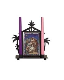 Stained Glass Nativity Advent Candleholder
