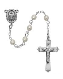 Sterling Silver 3mm Pearl Rosary