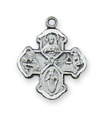 4-Way Sterling Silver Cross on 16" Chain 