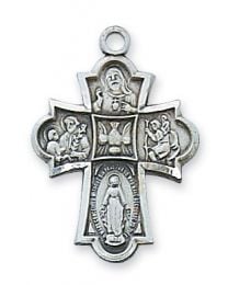 4-Way Sterling Silver Cross on 18" Chain 