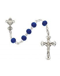 Sterling Silver 5mm Blue Glass First Communion Rosary