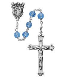 Sterling Silver Blue Crystal Rosary