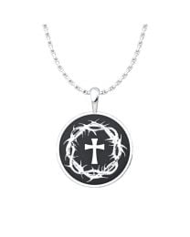 Sterling Silver Crown Of Thorns & Cross Necklace