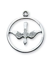Holy Spirit Sterling Silver Medal on 18" Chain