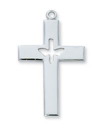 Sterling Silver Holy Spirt Cross on 24" Chain