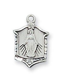 Sterling Silver Miraculous Medal on 16" Chain