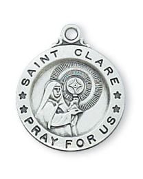 St. Clare Sterling Silver Medal on 18" Chain