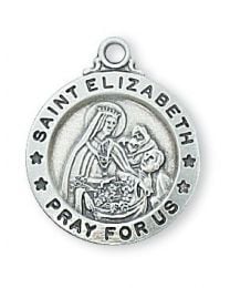Sterling Silver St. Elizabeth Medal on 18" Chain