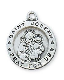 St. Joseph Sterling Silver Medal on 18" Chain 