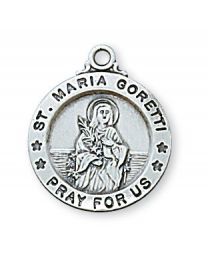 St. Maria Goretti Sterling Silver Medal on 18" Chain 