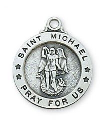 St. Michael Sterling Silver Medal on 18" Chain 