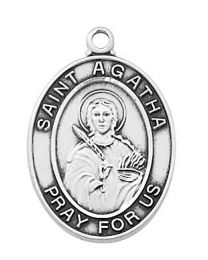 St. Agatha Sterling Silver Medal on 18" Chain 