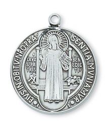 St. Benedict Sterling Silver Medal on 24" Chain