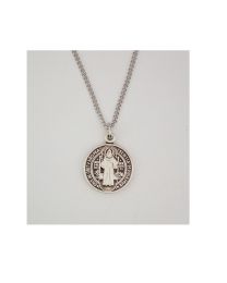 St. Benedict Sterling Silver Medal on 16" Chain 