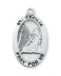 St. Cecilia Sterling Silver Medal on 18" Chain