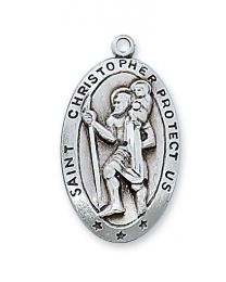 St. Christopher Sterling Silver Medal on 24" Chain