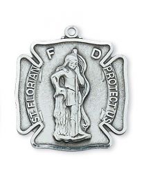 St. Florian Sterling Silver Medal on 24" Chain