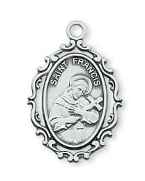 St. Francis Sterling Silver Medal on 18" Chain