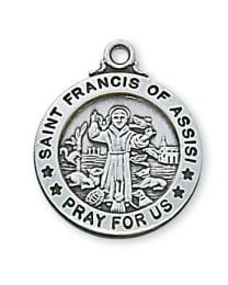 Sterling Silver St. Francis Medal on 20" Chain