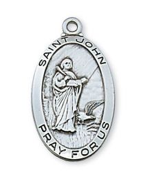 St. John Sterling Silver Medal on 24" Chain