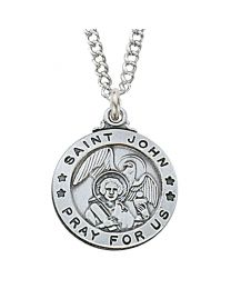 St. John The Evangelist Sterling Silver Medal on 20" Chain 