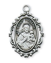 Sterling Silver St. Joseph Medal on 18" Chain 
