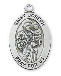 St. Joseph Sterling Silver Medal on 20" Chain 