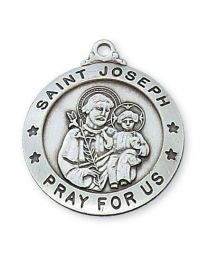 St. Joseph Sterling Silver Medal on 24" Chain 