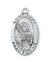 St. Lucy Sterling Silver Medal on 18" Chain 