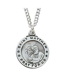 St. Matthew Sterling Silver Medal on 20" Chain 