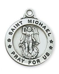 St. Michael Sterling Silver Medal on 20" Chain 