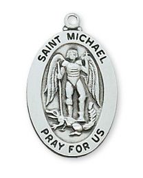 St. Michael Sterling Silver Medal on 20" Chain 