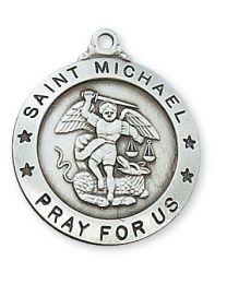 St. Michael Sterling Silver Medal on 24" Chain 