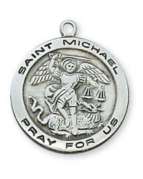 St. Michael Sterling Silver Medal on 18" Chain